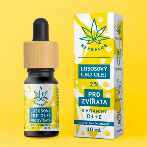 Herbalus Lososový CBD olej 2% pro zvířata – s vitamíny E+D3 10 ml