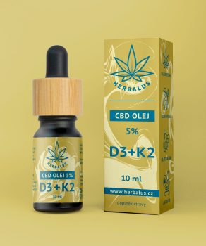 Herbalus CBD olej 5% – s vitamíny D3+K2 10 ml