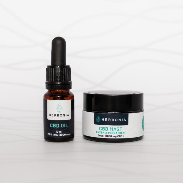 Výhodný Baliček Ekzém, Vyrážky, Popáleniny Varianta: Konopná mast na ekzém a podráždění + 10% CBD Konopný Olej