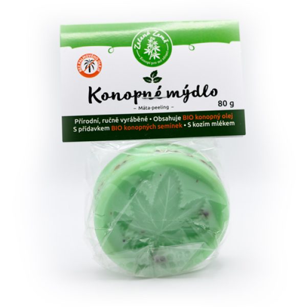 Zelená Země Konopné mýdlo peelingové Máta 80 g